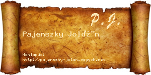 Pajenszky Jolán névjegykártya